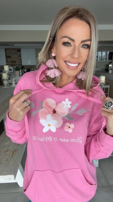 Quote Hoodie - Blom waar jy geplant is - Pienk